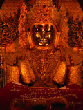 Bronze Mahamuni Buddha Statue Covered with Gold Leaf  Mandalay  Myanmar (Burma)