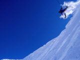 Skier Hurtling Over Cornice with Legs Apart  St Anton Am Arlberg  Vorarlberg  Austria