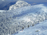 Snowboarders on Low Tatra Mountains  Jasna  Slovakia