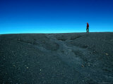 Man Walking on Rim of Irazu Volcano Crater  Against Blue Sky  Cartago  Costa Rica