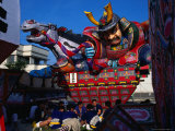 Men Carrying Rice Paper Float for Neputa Matsuri Festival  Aomori  Japan