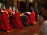 Monks and Worshippers in Cheng Hong Teng Buddhist Temple  Chinatown  Melaka  Malaysia