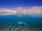 Arid Terrain Reflected in Lake Karakul En Route to Kashgar  Kara Kul  Xinjiang  China