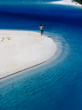 Man Fishing in Lagoon  New Caledonia