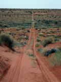Car Driving on French Line Across Desert  Simpson Desert  Queensland  Australia