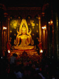 Worshippers in Front of Chinnarat Buddha in Wat Phra Si Ratana Mahathat  Phitsanulok  Thailand