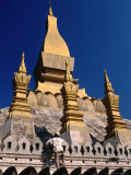 Man Clambering on Pha That Luang (Great Sacred Reliquary or Great Stupa)  Vientiane  Laos