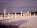 Explosions in the Frozen River Nemunas  Causing Fountains of Ice  Prienu  Lithuania