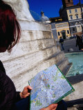 Tourist Looking at Map in Piazza Del Popolo  Rome  Italy