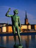 The Song Statue by River at Stadshuset (City Hall)  Stockholm  Sweden