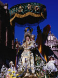 Mannequin of Queen  Beneath Umbrella  on Float in Corpus Christi Parade  Cuzco  Peru