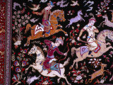 Hunting Scene on Carpet from Ghom  Iran