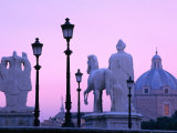 Statues of Mario's Triumph and Castor Amongst Old Street-Lamps  Rome  Italy