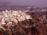 Cliffside Village Built on Black Volcanic Rock Caldera  Fira  Santorini Island  Greece