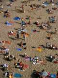 Sunbathers on Plage Du Mole (Beach)  St Malo  Brittany  France