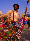 Toy Vendor and Merchandise on Chowpetty Beach  Mumbai  Maharashtra  India