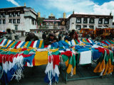 Prayer Flags for Sale at Market on Barkhor  Outside Jokhang Temple  Lhasa  Tibet