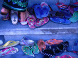 Thongs and Sandals Are Discarded as Local Dancers Practice in the Village of Timbrah  Indonesia