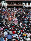 Corpus Christi Procession Weaving Through Large Crowd of Spectators  Cuzco  Peru