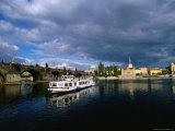Charles Bridge  Tourist Boat and Smetana Museum  Prague  Czech Republic