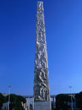 Carved Stone Obelisk on Piazza Marconi  Rome  Italy