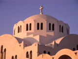 White-Washed Dome of Greek Orthodox Cathedral  Fira  Santorini Island  Greece