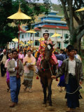Horse and Rider Leading Procession at Sin Pyu Festival  Heho  Shan State  Myanmar (Burma)