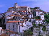 Terracotta Tiled Roofs and White-Washed Walls of Village on Hill  Lagonegro  Basilicata  Italy
