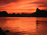 Corcovado Mountain and Cristo Redentor Statue on Botafogo Bay  Rio De Janeiro  Brazil