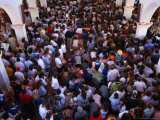Overhead of Pilgrims Crowding Inside the Santuario De Immaculada Concepcion  Lo Vasquez  Chile
