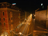 Via Xx Settembre and Church Santo Stefano from Ponte Monumentale at Night  Genova  Italy