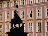 Statue of St George and Windows of President's Office  Prague Castle  Prague  Czech Republic