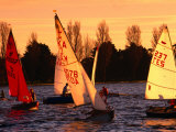 Small Yachts Sailing Around Albert Park Lake  Melbourne  Australia