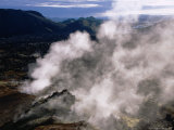 Steam from Fumarole Vents at Edge of Laugahraun Lava Flow  Fjallabak Nature Reserve  Iceland