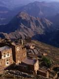 Buildings of Town with Mountains Behind  Shihara  Yemen