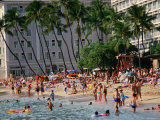 Crowd on Waikiki Beach  Honolulu  United States of America