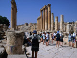 Tour Group on a Guided Tour of Jerash  a 2nd Century Roman Decapolis City - Jerash  Jordan