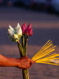 Flower Girls Sell Incense and Offerings to Passer-Bys on the Sisowth Quay  Phnom Penh  Cambodia