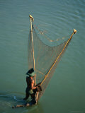 Man Fishing with Net  Amarapura  Mandalay  Myanmar (Burma)