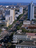 Overhead of Avenida 25 De Setembro in Lower Town Area with Wharves in Distance  Maputo  Mozambique