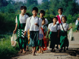 Young Girls on the Way to School  Nyaungshwe  Shan State  Myanmar (Burma)