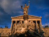 Sculpture at the Portico of the Parliment Building  Vienna  Austria