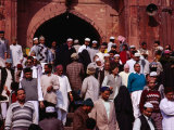 Worshippers Leaving Mosque After Friday Prayers at Jamid Masjid Mosque  Delhi  India