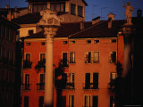 Winged Lion of Venice in Front of Terracotta Coloured Apartments  Venice  Italy