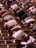 Worshippers Praying on Steps of Jama Masjid  Delhi  India