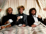 Members of the Bee Gees Barry Gibb Right with Brothers Robin Gibb Centre and Maurice Gibb