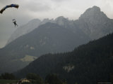 Skydiver at the Coupe d'Europe Alpine de Parachutisme Competition  Chateau d'Oex  Switzerland