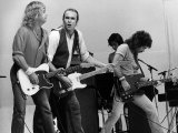 Status Quo Pop Group on Stage at Live Aid Concert 1985  Wembley Stadium