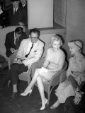 Marilyn Monroe with Her New Husband Arthur Miller and Vivien Leigh at a Press Conference  July 1956