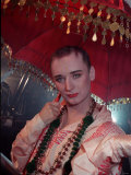 Boy George Holding Umbrella at Fashion Show  February 1990